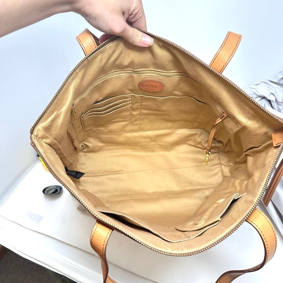 Fossil Sydney Color Block Tote Ivory &‎ Tan